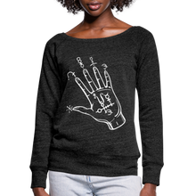 Load image into Gallery viewer, Women&#39;s white Palm sweatshirt top - heather black
