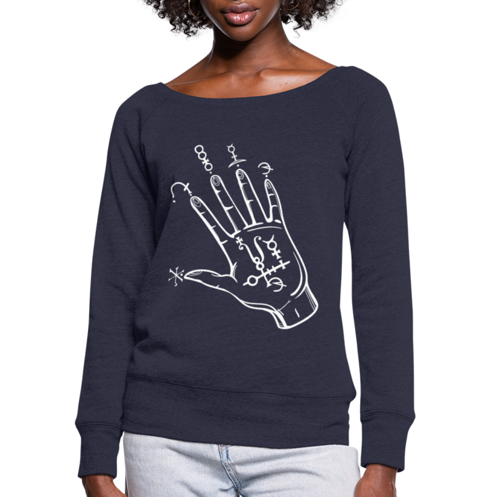 Women's white Palm sweatshirt top - melange navy