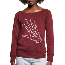 Load image into Gallery viewer, Women&#39;s white Palm sweatshirt top - cardinal triblend
