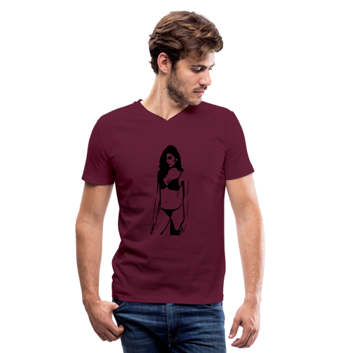 Men's Bikini V-Neck T-Shirt - maroon