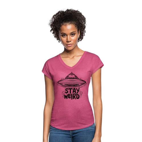 Women's Weird V-Neck T-Shirt - heather raspberry