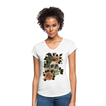 Load image into Gallery viewer, Women&#39;s Crow Skull V-Neck T-Shirt - white
