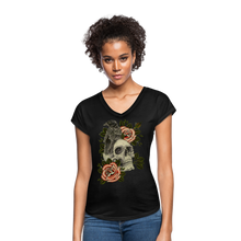 Load image into Gallery viewer, Women&#39;s Crow Skull V-Neck T-Shirt - black
