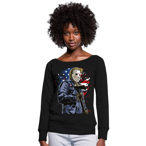 Women's American Horror Wideneck Sweatshirt - black