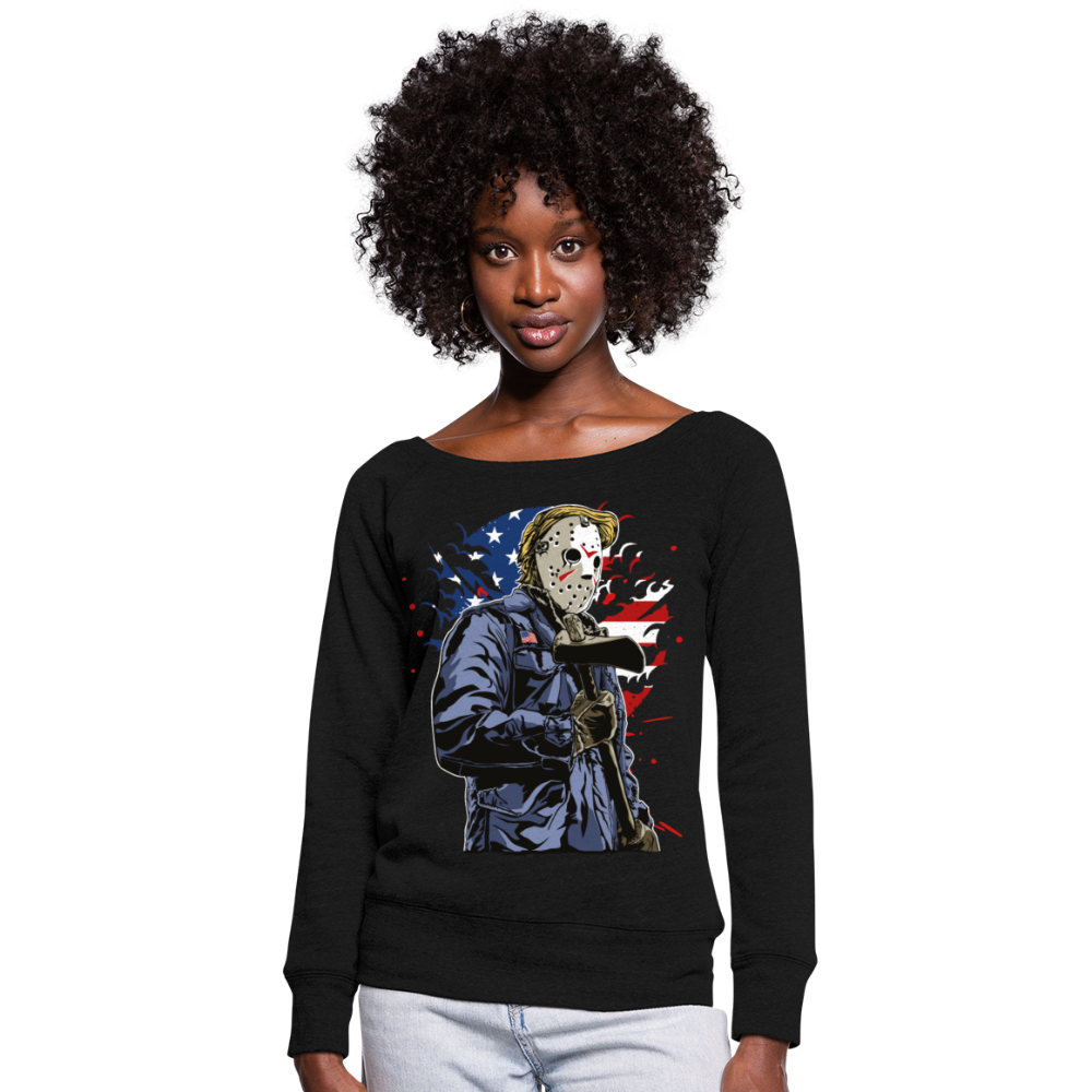 Women's American Horror Wideneck Sweatshirt - black