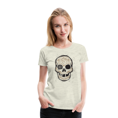 Women’s Skull T-Shirt - heather oatmeal