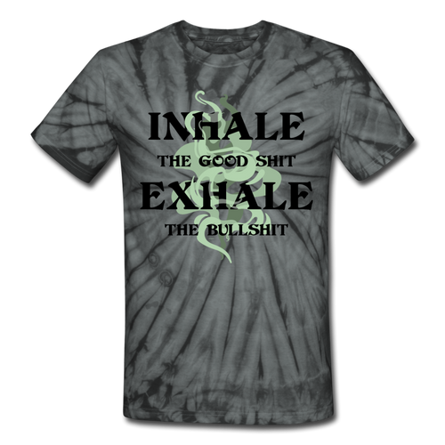 Unisex Inhale Tie Dye T-Shirt - spider black