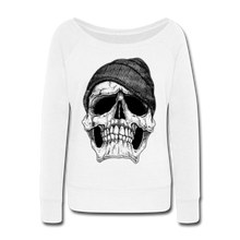 Load image into Gallery viewer, Women&#39;s Skull Hoodie Wideneck Sweatshirt - white
