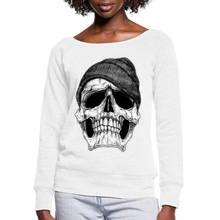 Load image into Gallery viewer, Women&#39;s Skull Hoodie Wideneck Sweatshirt - white
