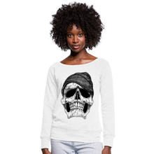 Load image into Gallery viewer, Women&#39;s Skull Hoodie Wideneck Sweatshirt - white
