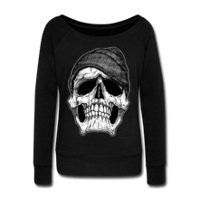 Load image into Gallery viewer, Women&#39;s Skull Hoodie Wideneck Sweatshirt - black
