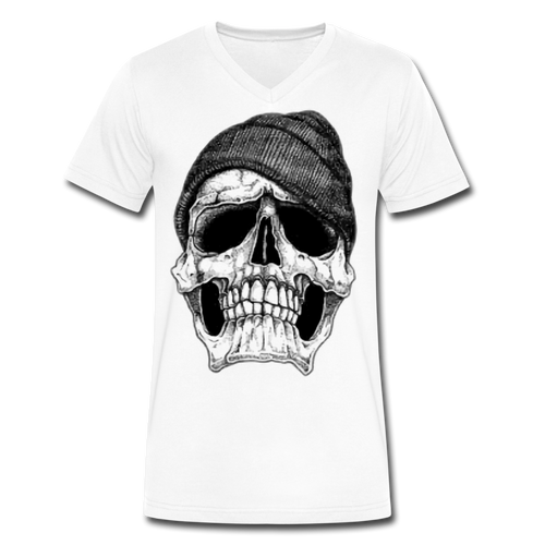 Men's Skull Hoodie T-Shirt - white