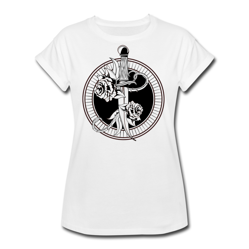 Women's Round Dagger Relaxed Fit T-Shirt - white