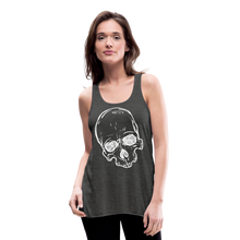 Load image into Gallery viewer, Women&#39;s White Skull Flowy Tank Top - deep heather
