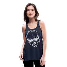 Load image into Gallery viewer, Women&#39;s White Skull Flowy Tank Top - navy
