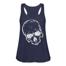 Load image into Gallery viewer, Women&#39;s White Skull Flowy Tank Top - navy
