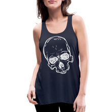 Load image into Gallery viewer, Women&#39;s White Skull Flowy Tank Top - navy
