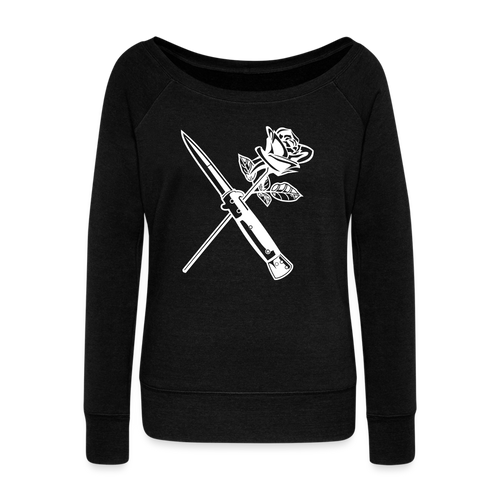 Women's Rose Blade Wideneck Sweatshirt - black