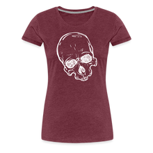 Load image into Gallery viewer, Women’s white skull T-Shirt - heather burgundy
